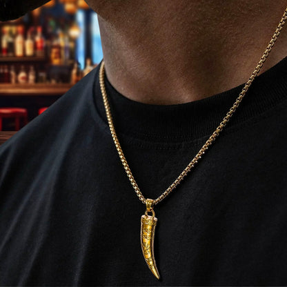 Collier homme, pendentif corne viking VIKORN dore homme bar 