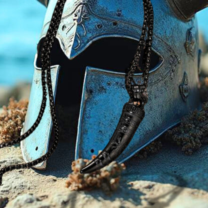 Collier homme, pendentif corne viking VIKORN noire casque de viking mer