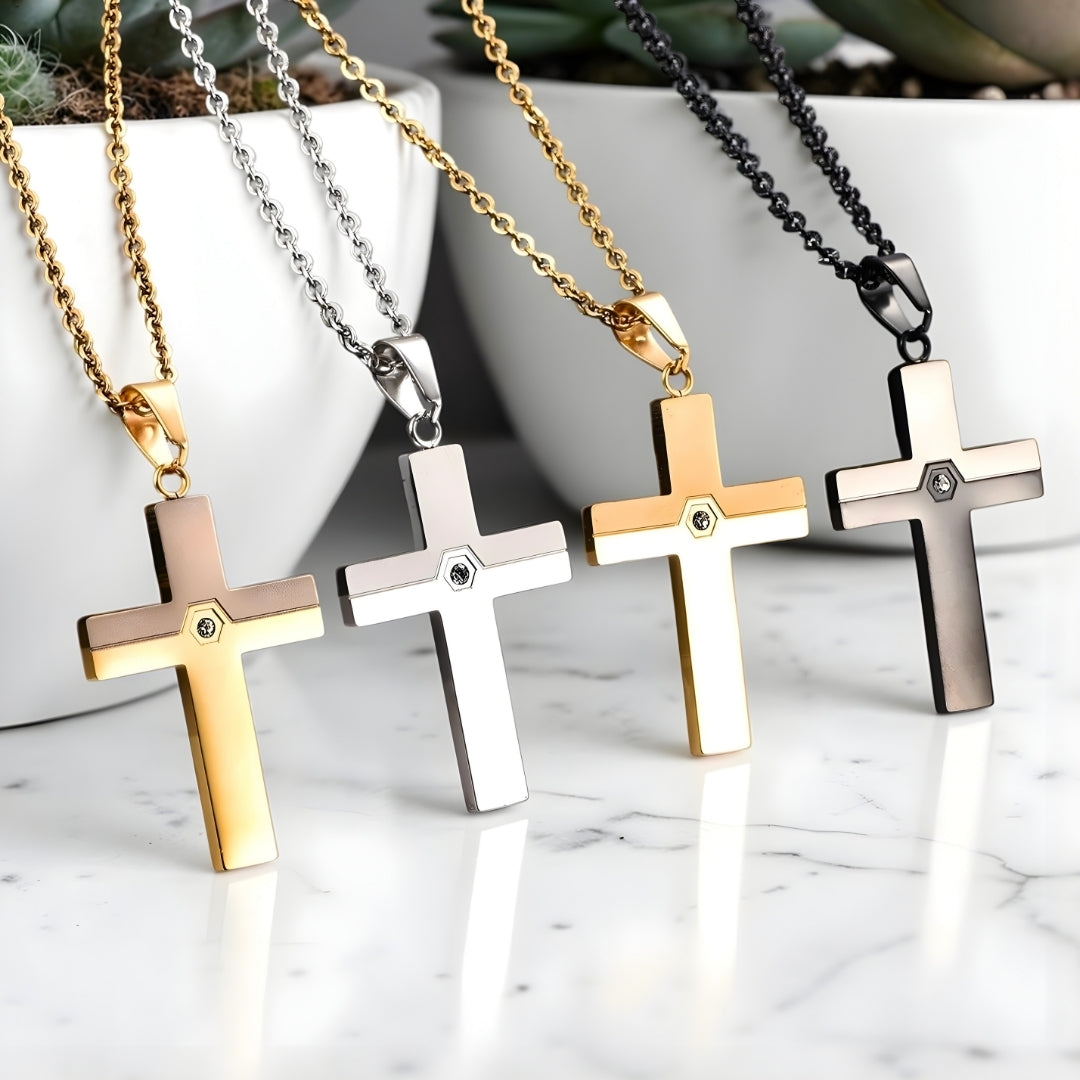 Collier homme pendentif croix AXIAL presentation variantes
