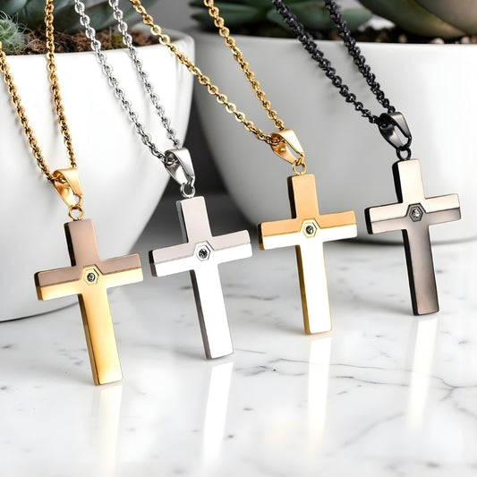 Collier homme pendentif croix AXIAL presentation variantes