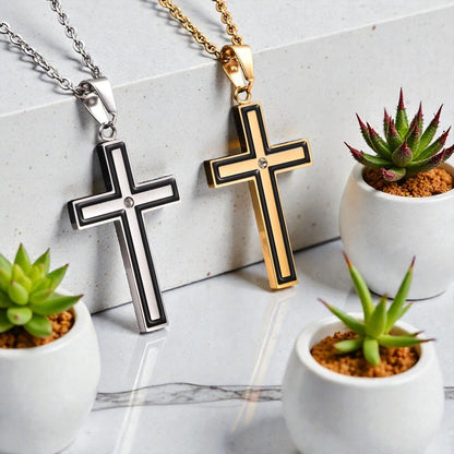 Collier homme, pendentif croix Apex Pendant doree argent presentation  plantes