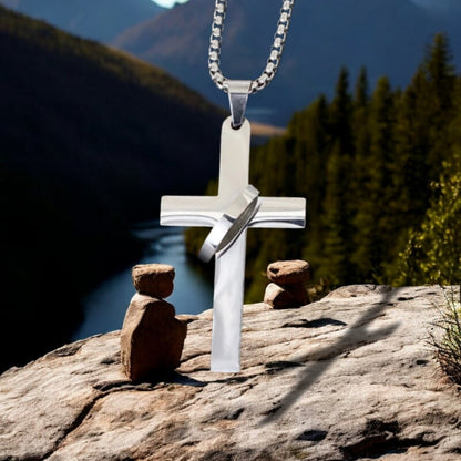 Collier homme, pendentif croix CROSS RING™ variante argent argent 