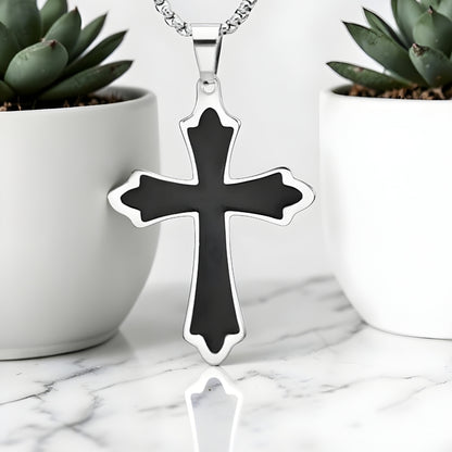 Collier homme, pendentif croix héritage Royal"  argent variante