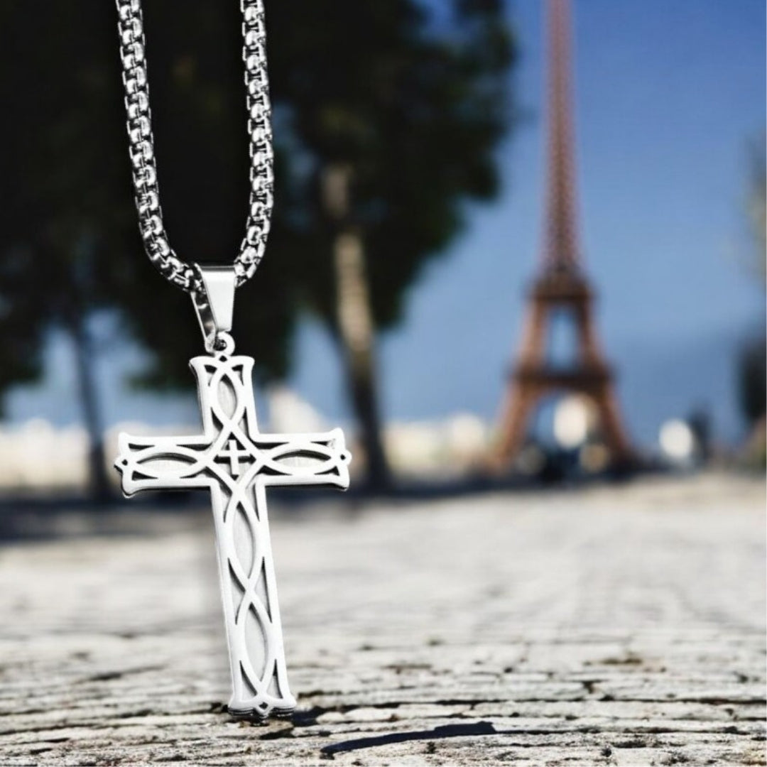 Collier homme, pendentif croix IRLOCROSS™ variantes argente