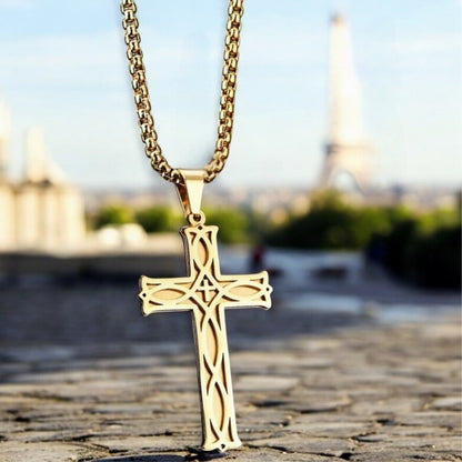 Collier homme, pendentif croix IRLOCROSS™ variantes doree 