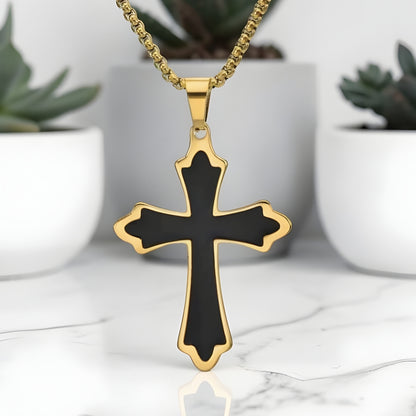 Collier homme, pendentif croix "L'Héritage Royal"  dore variante