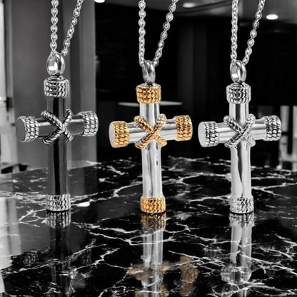 Collier homme, pendentif croix ROPICROSS™ variantes table marbre