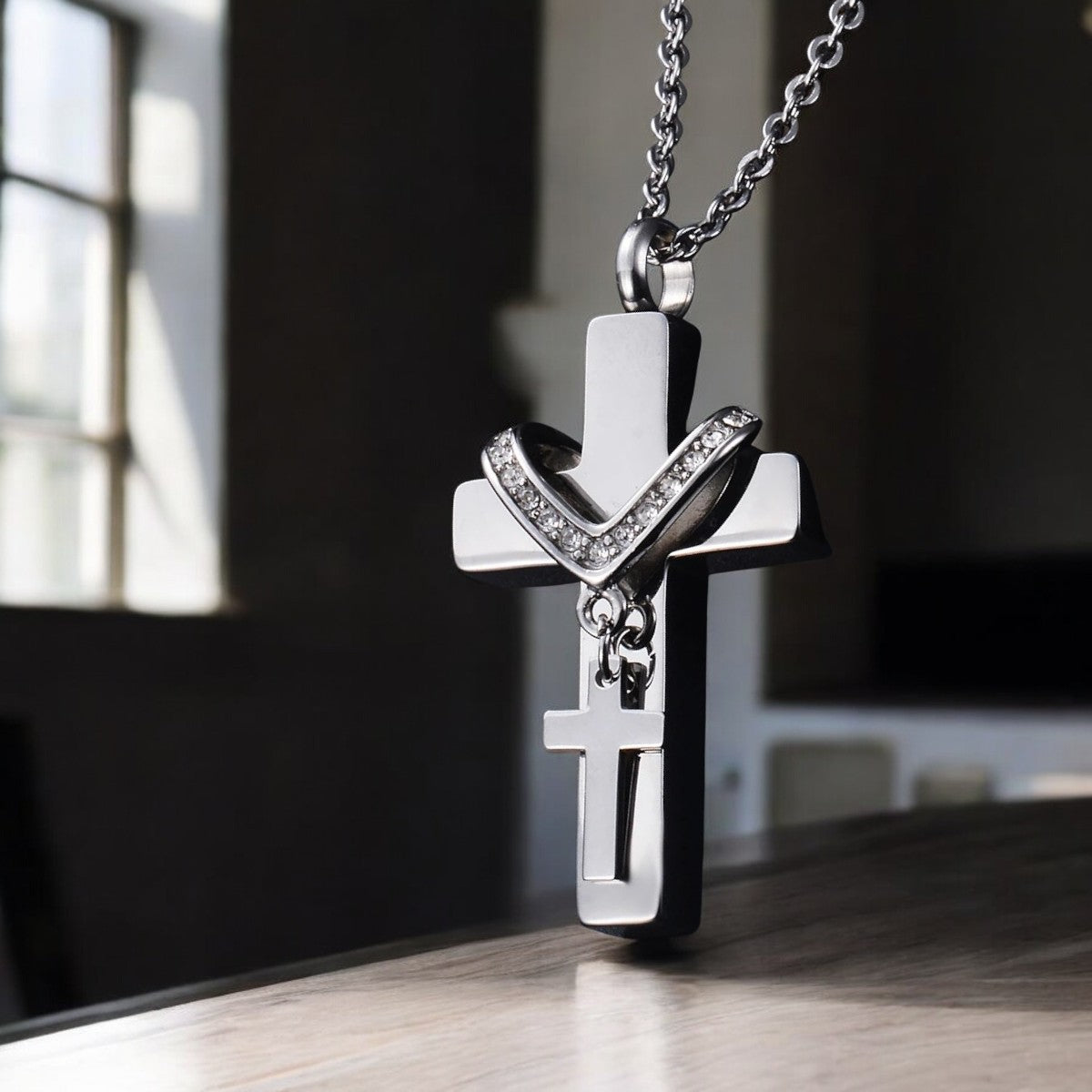 Collier homme, pendentif croix SHINY SOUVENIR CROSS™ variante argent 