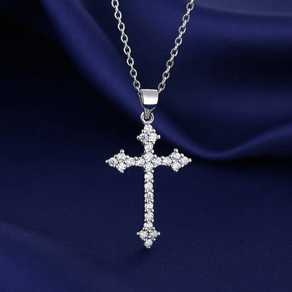 Collier homme, pendentif croix STRASSCROSS™ presenation details tissue bleu 