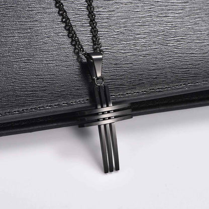 Collier homme pendentif croix "Trinité Moderne" variante noire