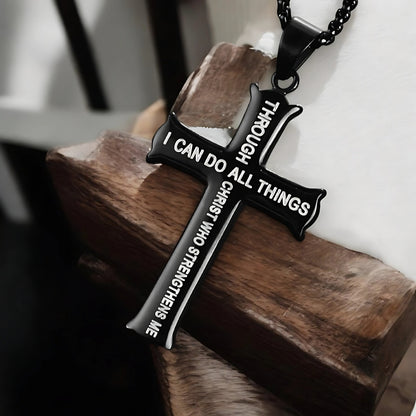 Collier homme, pendentif croix VERSECROSS noire bois