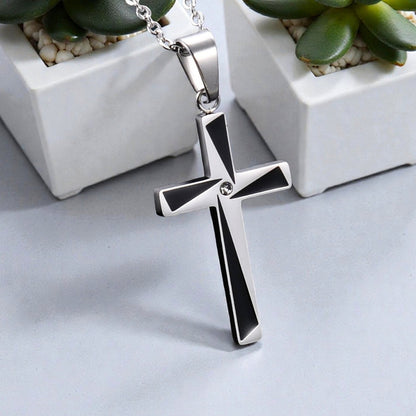 Collier homme, pendentif croix "X-Factor" variante argent