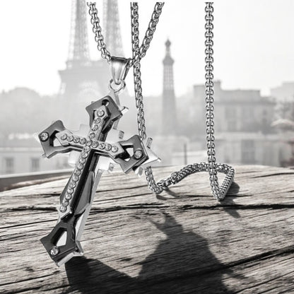 Collier homme, pendentif croix ZIRCO CROSS details Paris