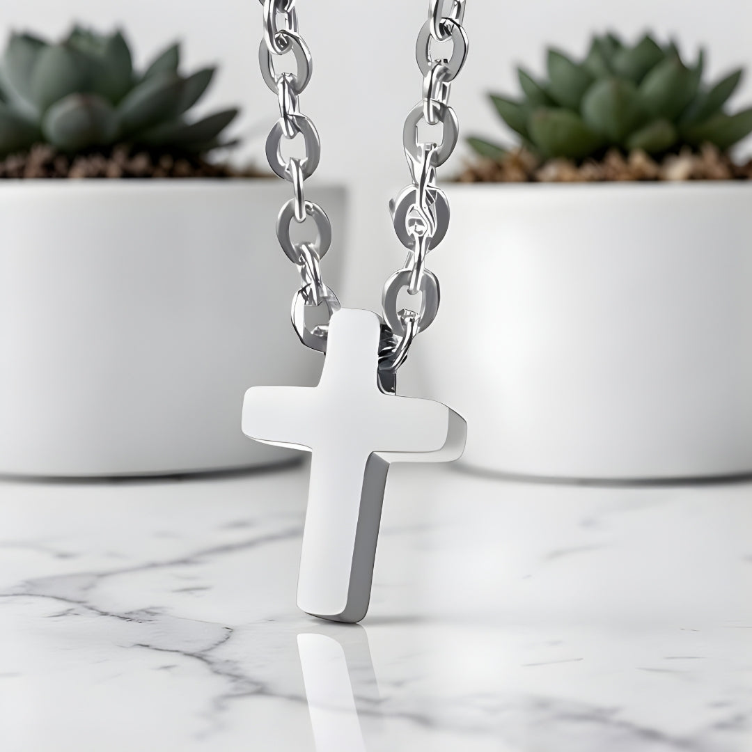 Collier homme, pendentif croix miniature "L'Urban Cross" variante argent