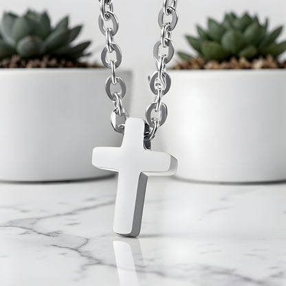 Collier homme, pendentif croix miniature "L'Urban Cross" variante argent