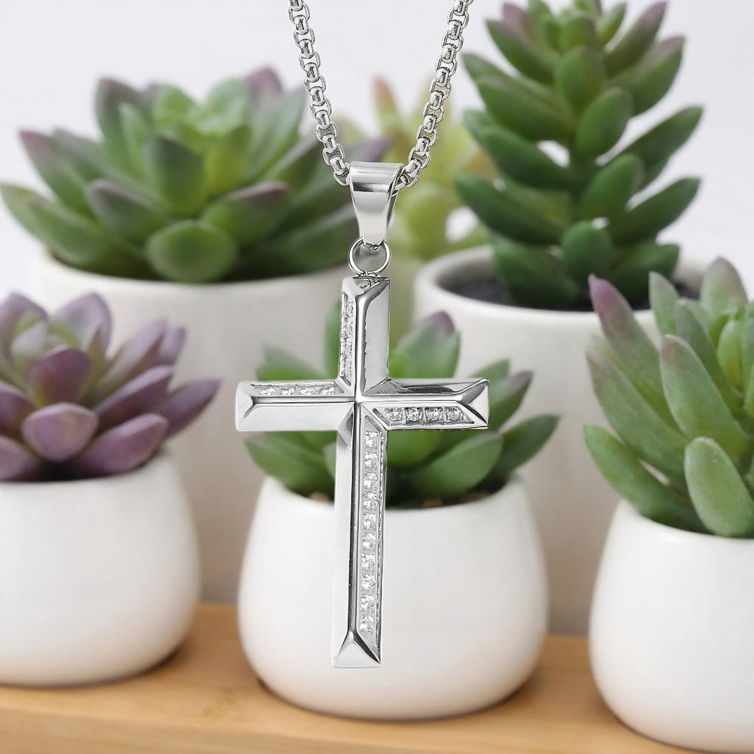 Collier pour homme, pendentif "Croix Éternelle argent variante