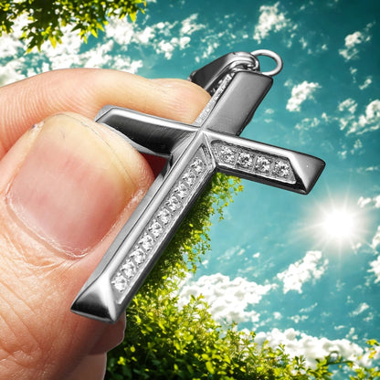Collier pour homme, pendentif "Croix Éternelle argente details arbre ciel soleil 