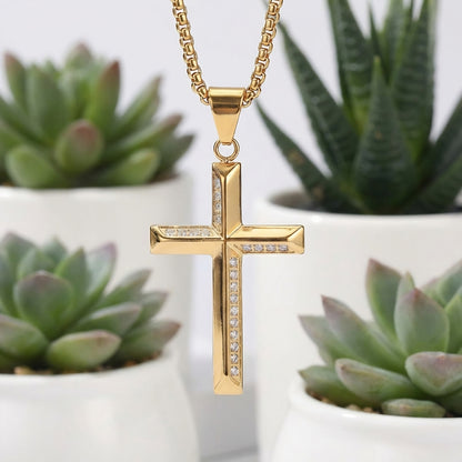 Collier pour homme, pendentif "Croix Éternelle variante doree