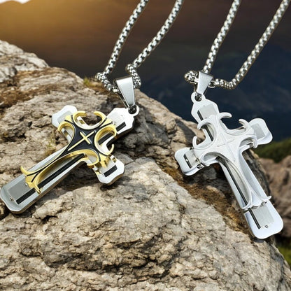 Collier-croix-pendentif-riple cross-nature-rocher-moderne