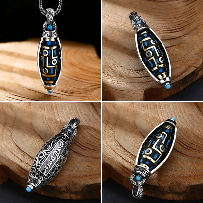 Collier homme- pendentif TIBY CÉLESTE™  : Pendentif Tibétain type moulin à prière