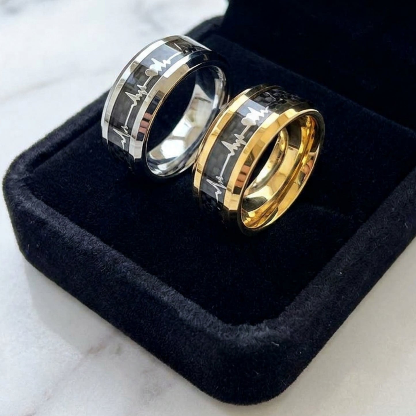 Idée cadeau pour homme, bague Battement de Cœur élégante