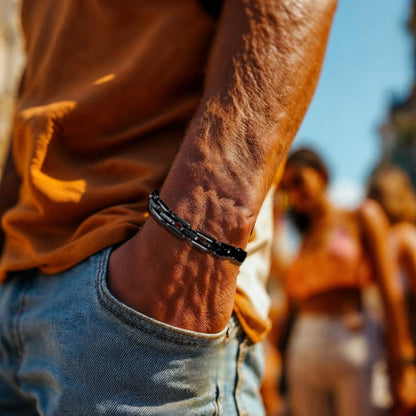 LE BRACELET HOMME MASCULET II™ noir jeans bleu foule