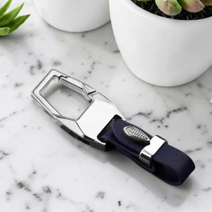 Porte-clé en cuir Le "Gentleman", mousqueton zinc variante bleu