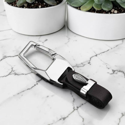 Porte-clé en cuir Le "Gentleman", mousqueton zinc variante noire