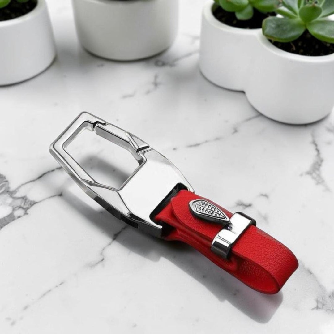 Porte-clé en cuir Le "Gentleman", mousqueton zinc variante rouge
