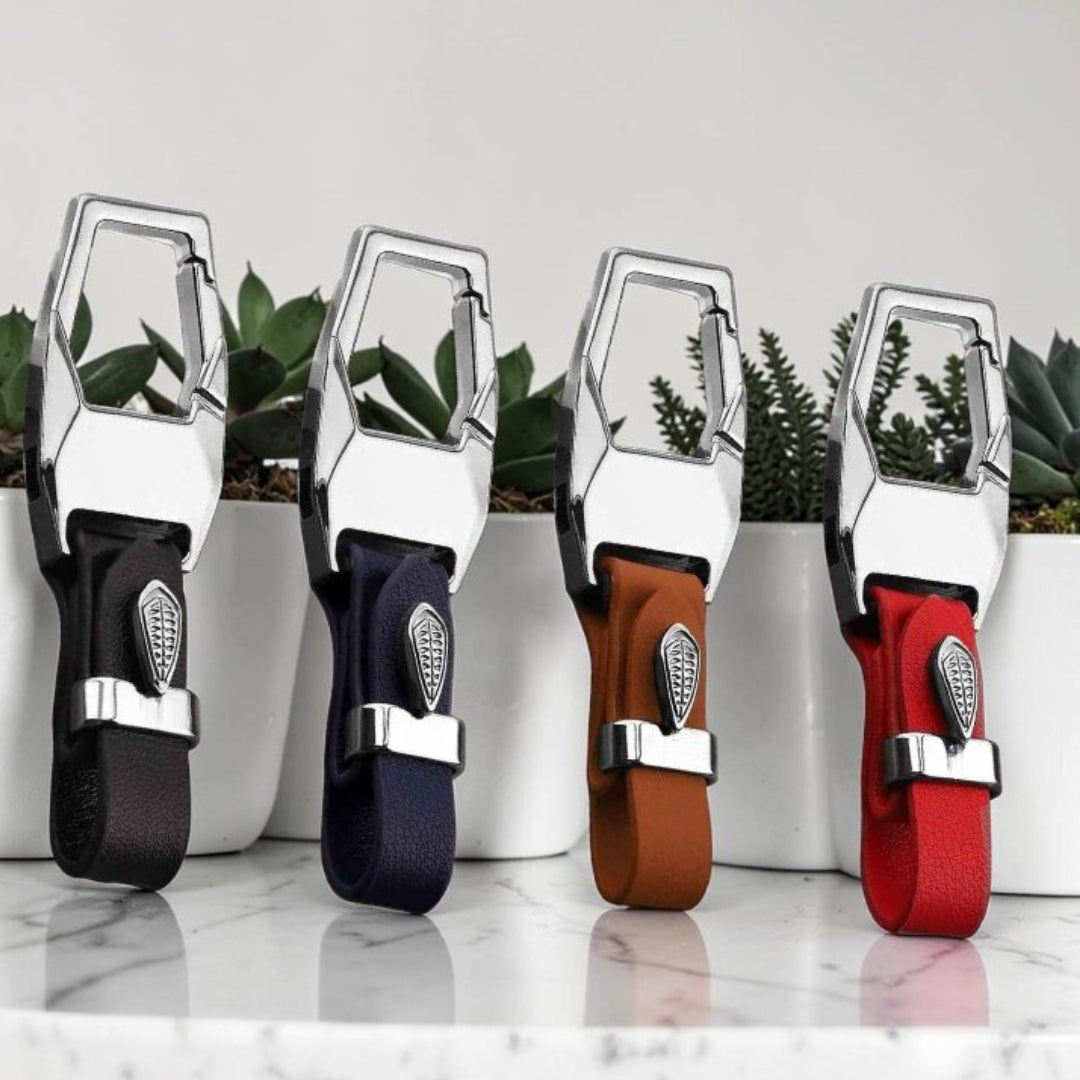 Porte-clé en cuir Le "Gentleman", mousqueton zinc variantes verticales