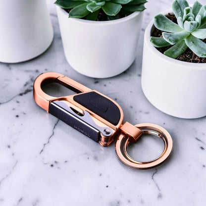 Porte-clé métal mousqueton EDC finition dorée rose gold
