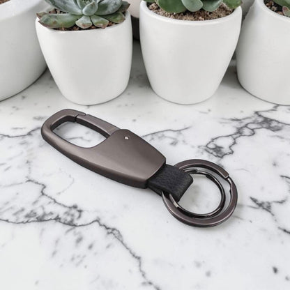 Porte-clés de luxe | Cuir & Alliage premium Minimalist variante noire