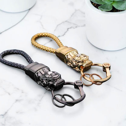 Porte-clés de luxe | dragon chinois Pixiu Impérial noir dore variantes table marbre