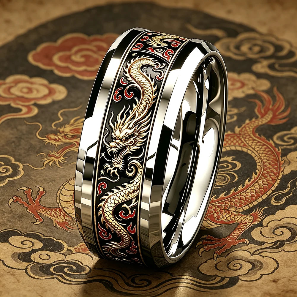 Bague pour homme | anneau « Le Souffle du Dragon »