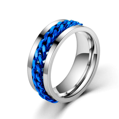 Bague homme DRAGON RING II | Anneau chaîne rotative au Titanium