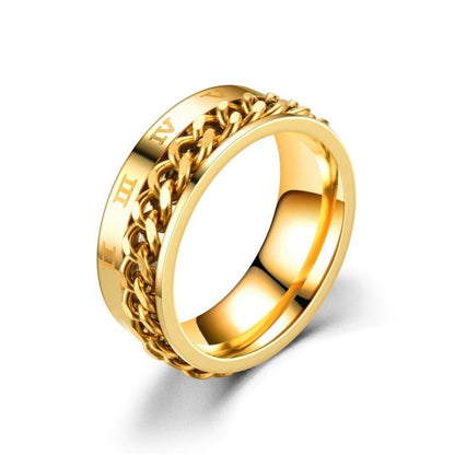 Bague homme DRAGON RING II | Anneau chaîne rotative au Titanium