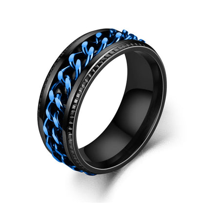 Bague homme DRAGON RING II | Anneau chaîne rotative au Titanium