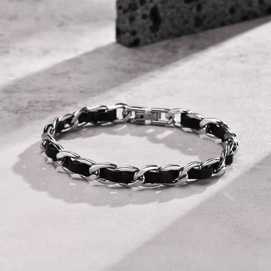 Bracelet homme- MIXOLUX™ | Bracelet métal et cuir de luxe moderne