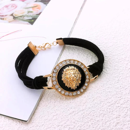 Bracelet homme- MEDAL-LiON ™ ; Bracelet médaille tête de Lion porte-bonheur