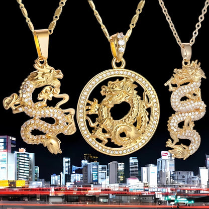 Collier homme-pendentif  DRAGON CHINOIS LUXE DISCRET II