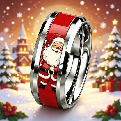 Bague pour homme |  anneau Père Noël « Éclat de Noël »