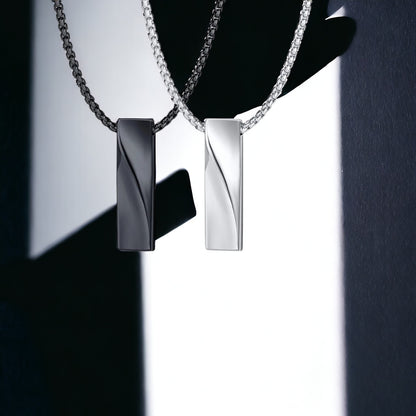 Collier homme- pendentif TWIST BARRE™  ; Collier petite barre verticale courbé