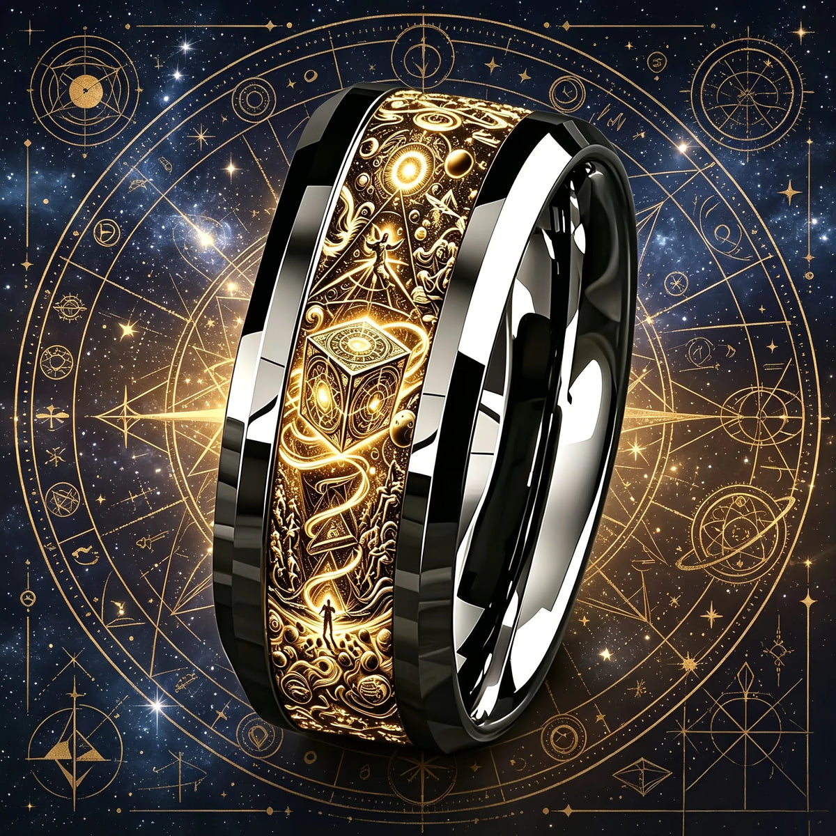 Bague pour homme | magie, runes et ciel étoilé « Anneau Céleste »