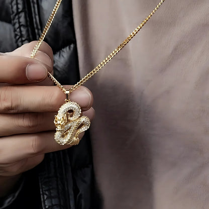 Collier homme- pendentif DRAGON CHINOIS LUXE DISCRET