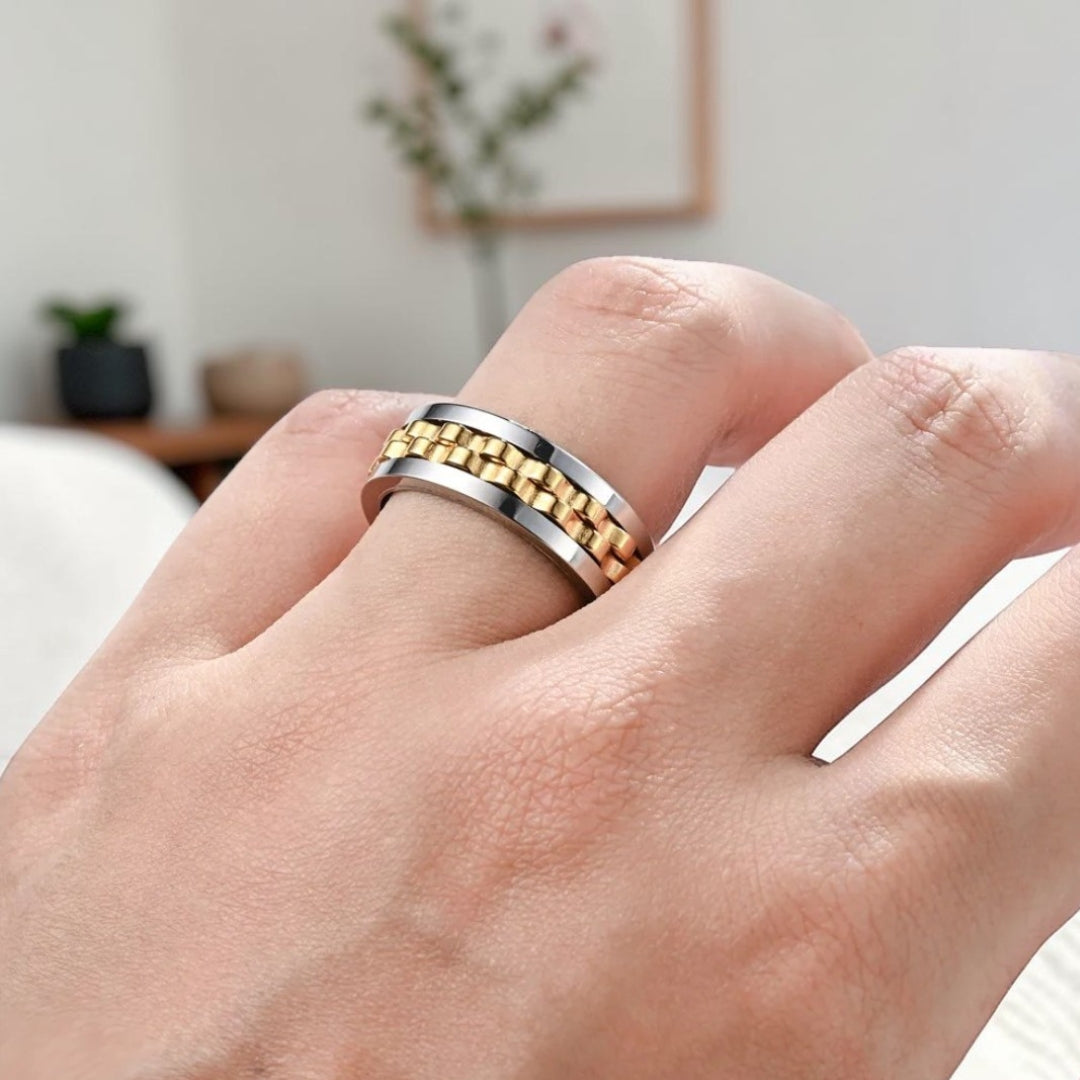 bague anti stress, homme APEX ARGENT dore main maison
