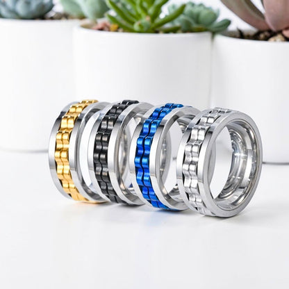 bague anti stress, homme APEX ARGENT dore noir bleu argent vertical