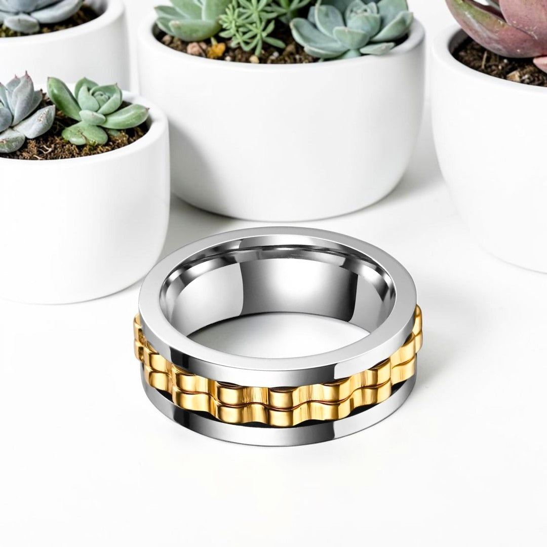 bague anti stress, homme APEX ARGENT variante doree