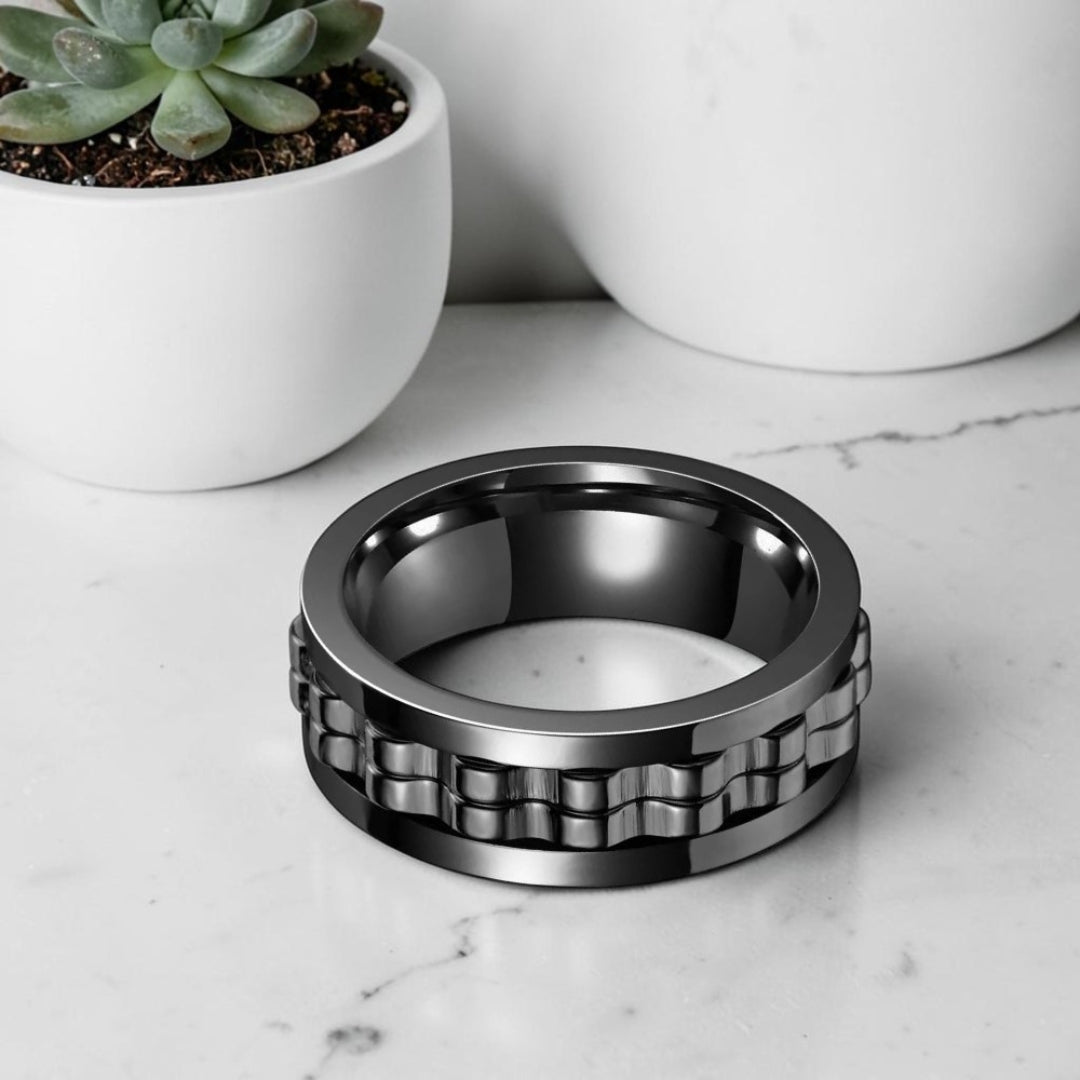 bague homme Apex Noire & Métal variante noire noire
