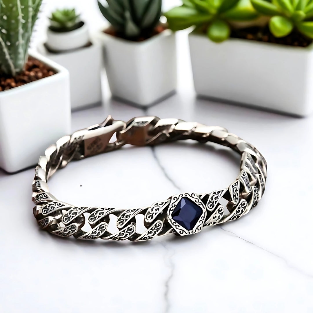 bracelet homme deep soul lozange couleur bleue presentation marbre