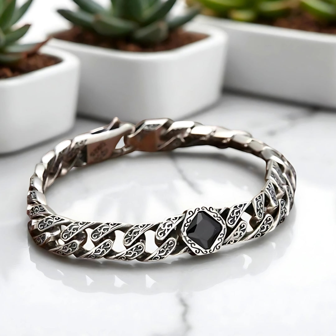 bracelet homme deep soul lozange couleur noir presentation marbre